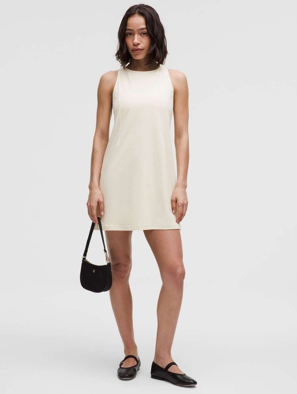 Lululemon Organic Cotton Cinched-Waist Dress in Light Ivory